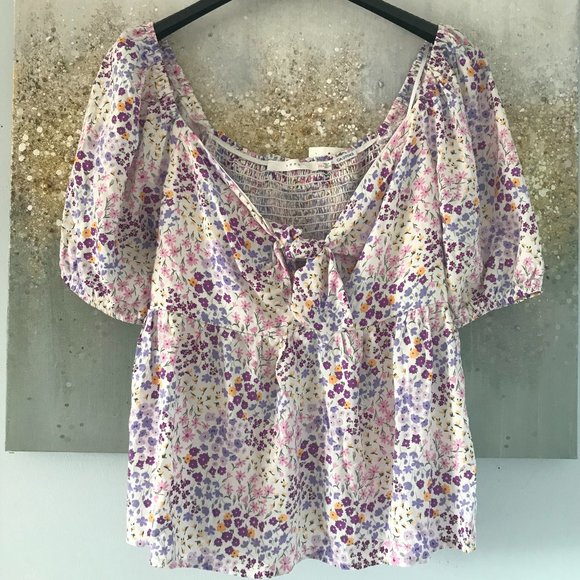 🇺🇸 Lush Floral Short Sleeve Top (NWT) - Picture 1 of 13